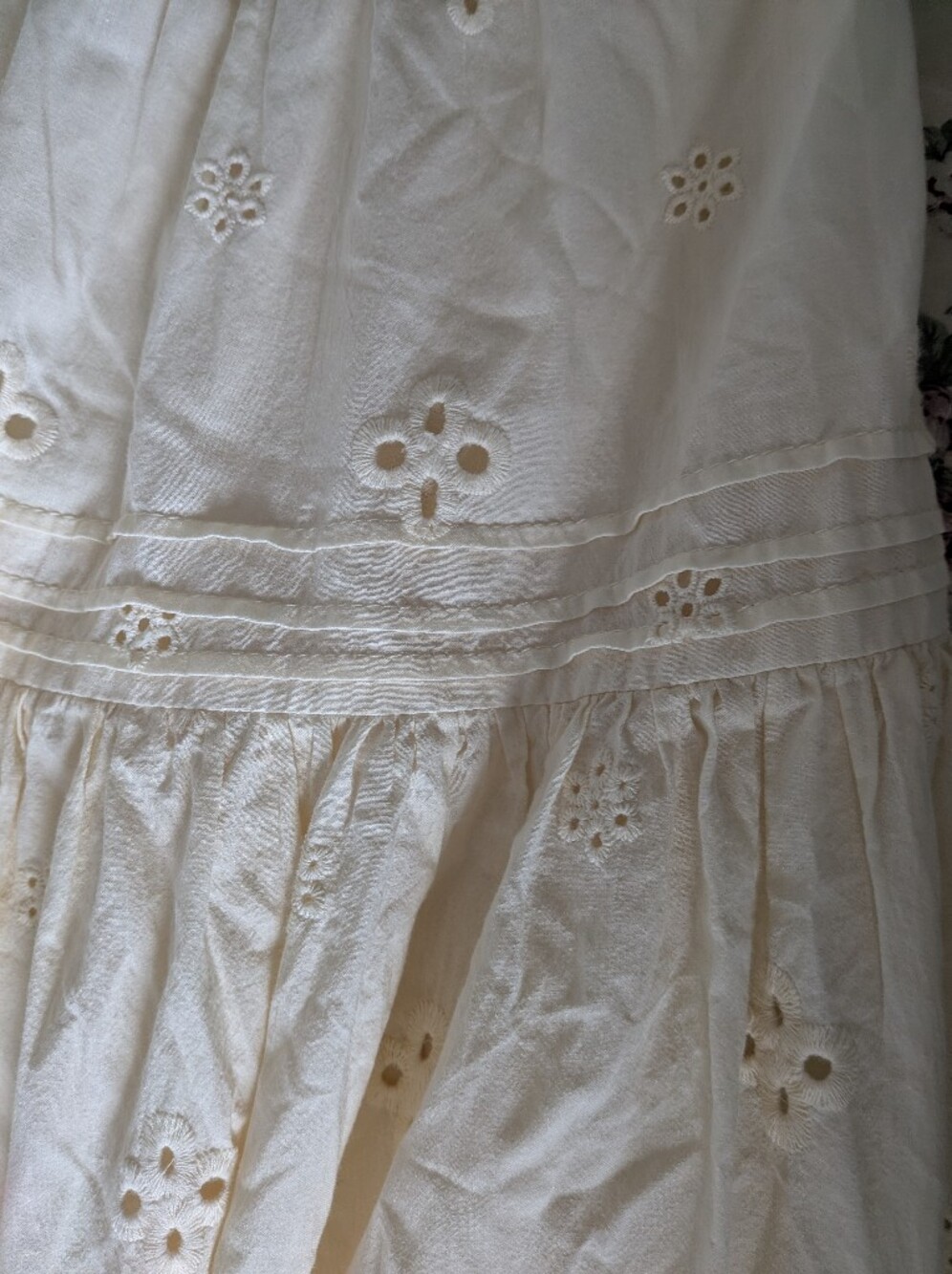 Blonde Robin 100% Cotton Eyelet Embroidered Midi Skirt Ivory Cottagecore Boho M - Picture 5 of 11